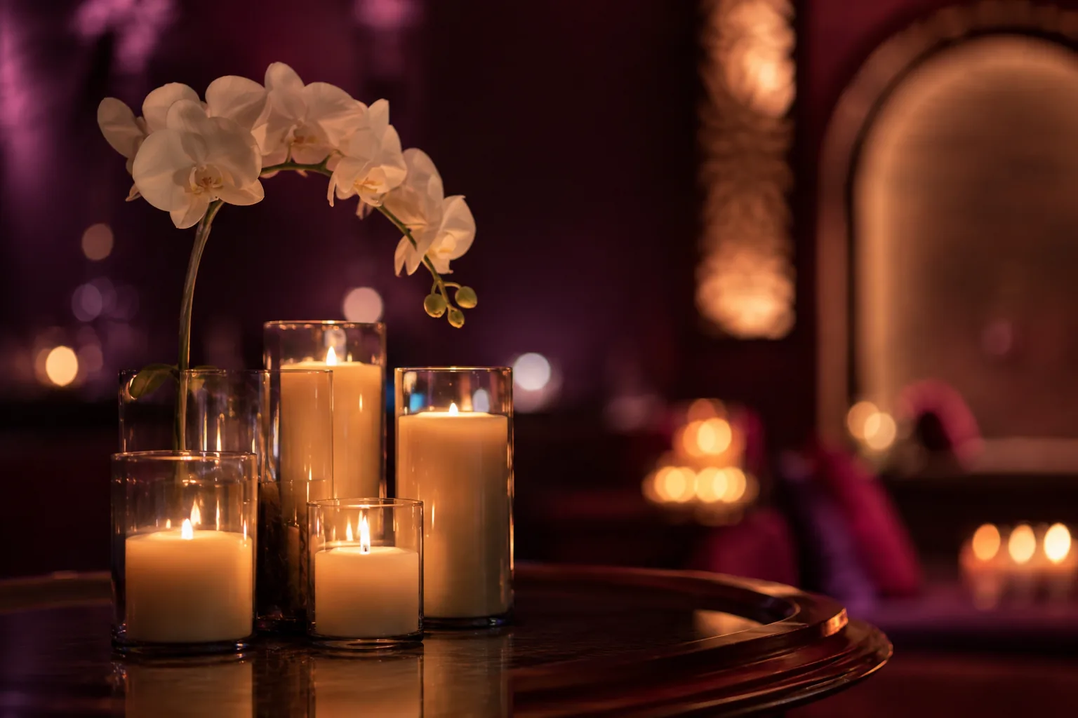 Mum ve orkide düzeni — Lila Spa, Bakırköy misafirlerine hizmet veren salon