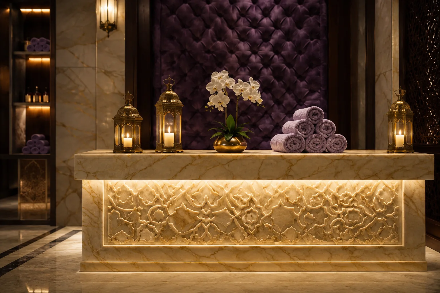 Resepsiyon bankosu — Lila Spa, Bakırköy misafirlerine hizmet veren salon